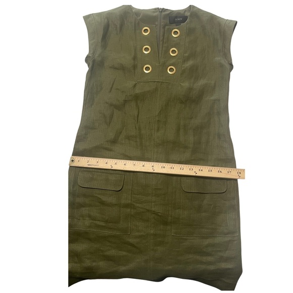 J. Crew Green Sheath Mini Dress V-neck Cap Sleeve - Picture 7 of 12